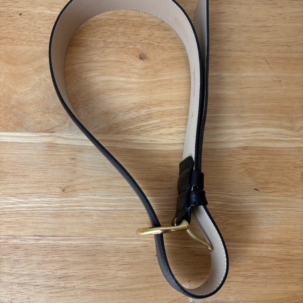 Coach Womens Minimalist Buckle Belt Brass Gold Tone Leather Black Size Medium - Picture 4 of 4